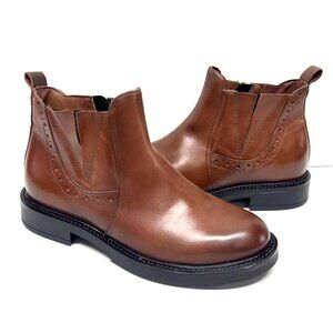 MIZ MOOZ SOFT LEATHER BOOTIE SIDE ZIP 37EU / 7US BRANDY Z-185